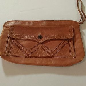 Vintage 100% leather made in Morocco small wristlet or clutch.